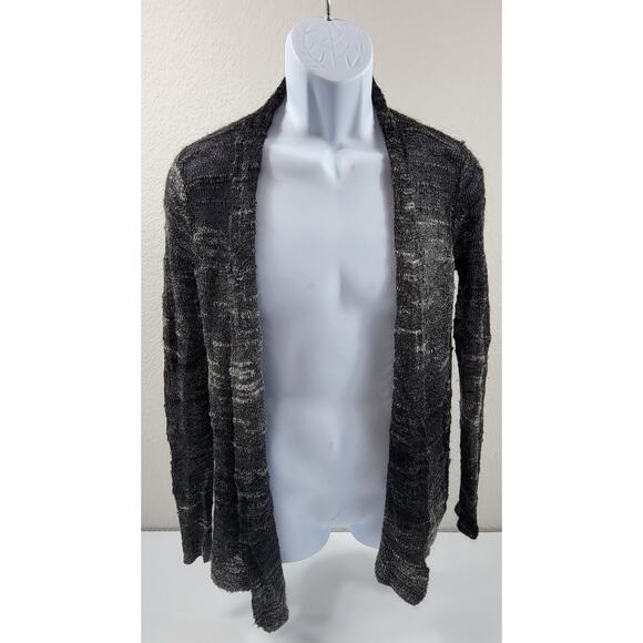 Eileen Fisher  R3BOS-1 Wool Blend Black/Gray Lightweight Knit Cardigan Womens XS - Picture 2 of 9